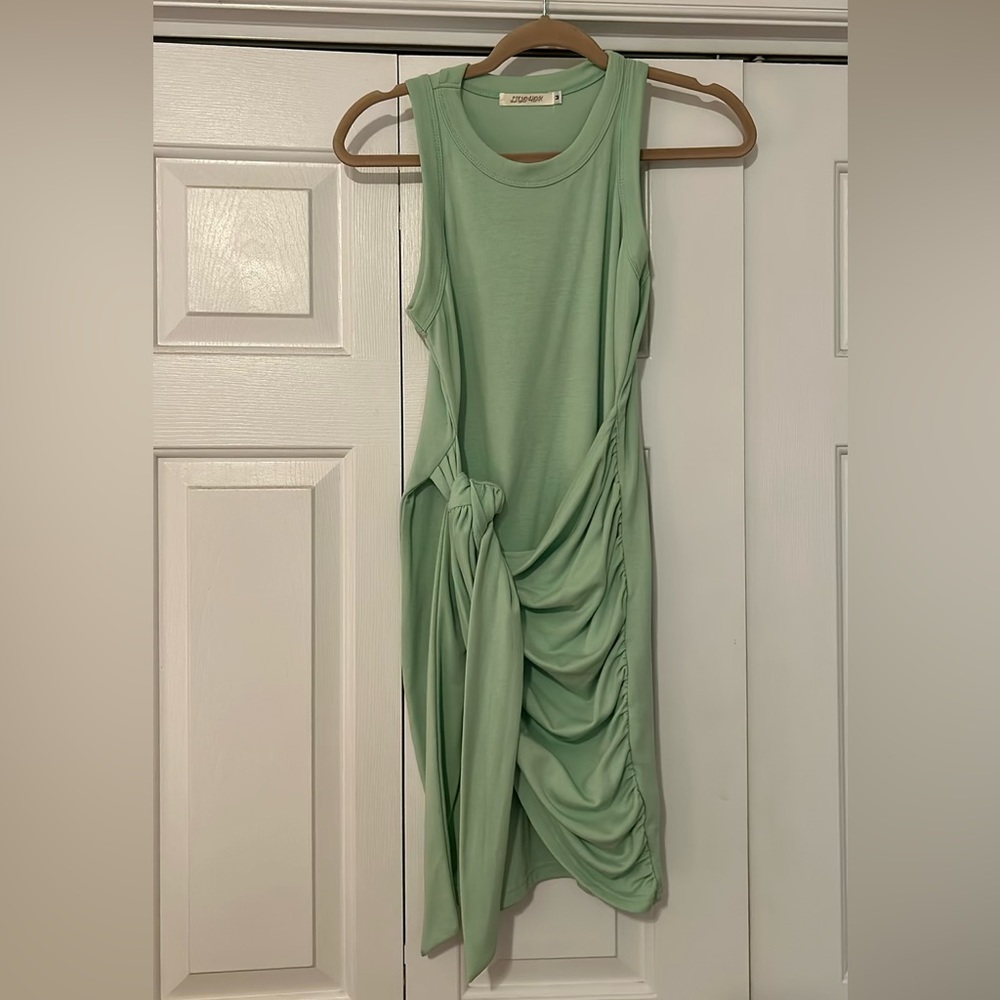 Green wrap dress